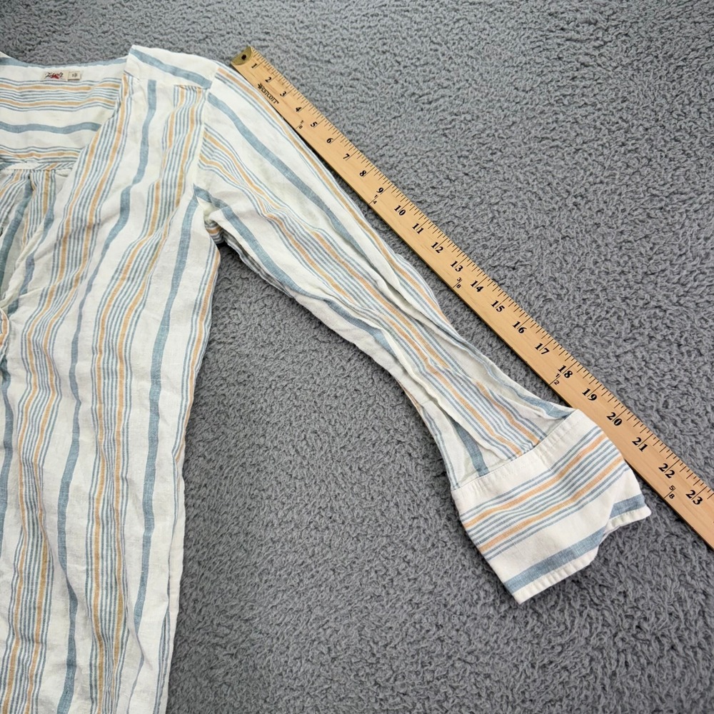 Faherty Tunic Dress Women Small Multi Striped Beach Days Rialto Vneck 100% Linen - Picture 10 of 12